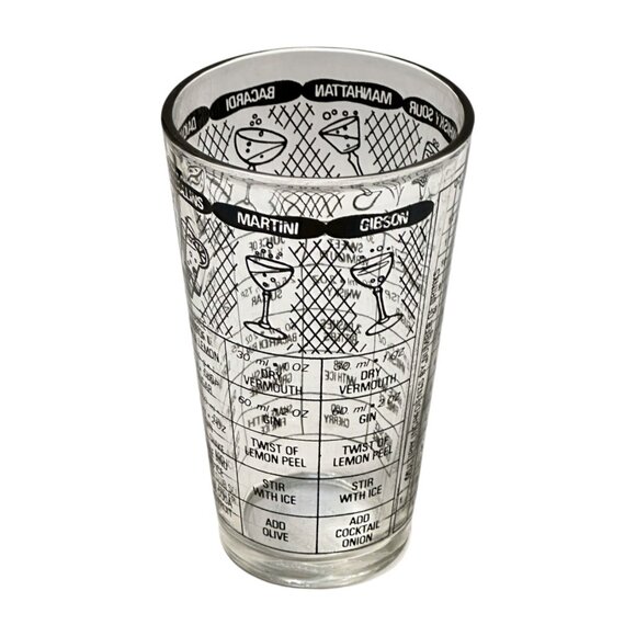 Irwinware Glass Cocktail Mixer Recipe 6 in Tall Bartender Barware Vintage MCM US - Picture 2 of 8